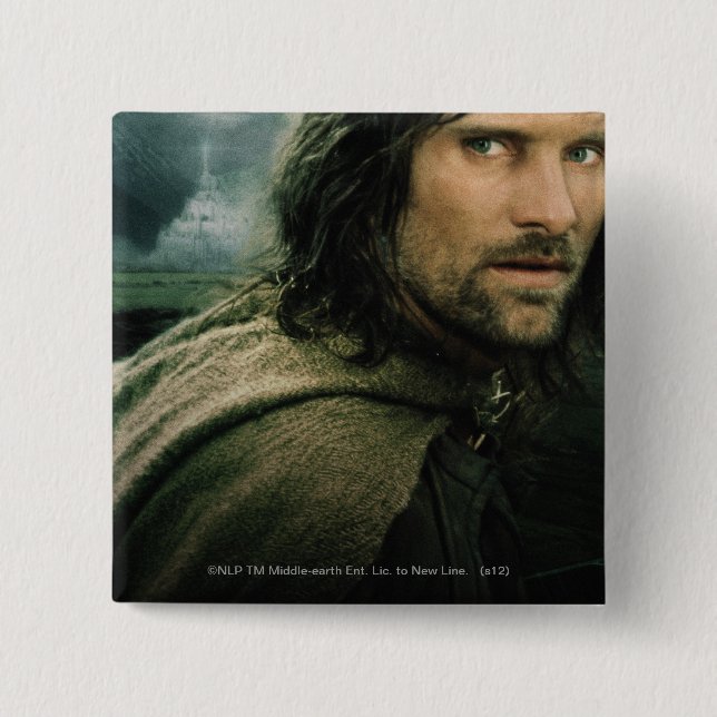 Badge Carré 5 Cm Aragorn Gros plan (Devant)