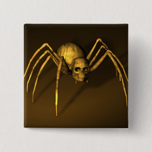 Badge Carré 5 Cm Araignée crânienne