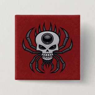 Badge Carré 5 Cm Araignée crânienne