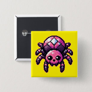 Badge Carré 5 Cm Araignée Pixel mignonne