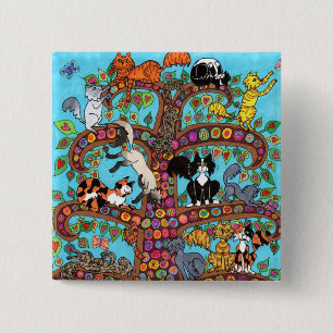 Badge Carré 5 Cm Arbre à chat de vie 2