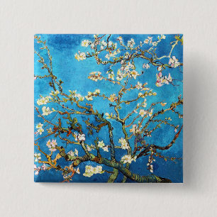 Badge Carré 5 Cm Arbre d'amande fleurissant Van Gogh Art