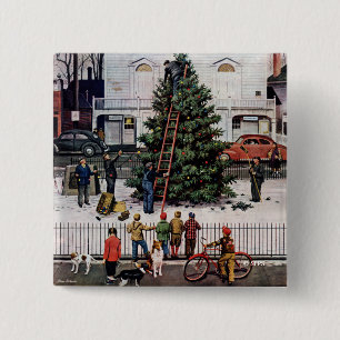 Badge Carré 5 Cm Arbre dans le Carré de ville