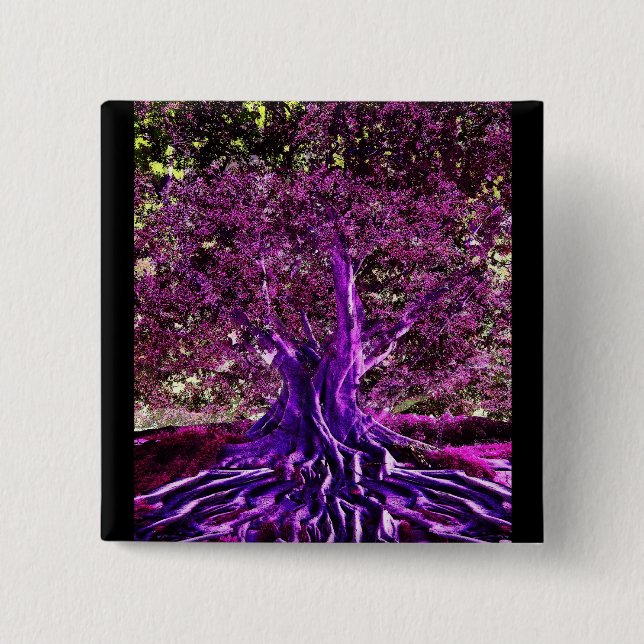 Badge Carré 5 Cm Arbre de coeur de la vie (Devant)