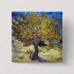 Badge Carré 5 Cm Arbre de mûrier de Van Gogh Impressionnisme Art