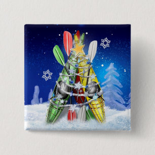Badge Carré 5 Cm Arbre de Noël Kayak