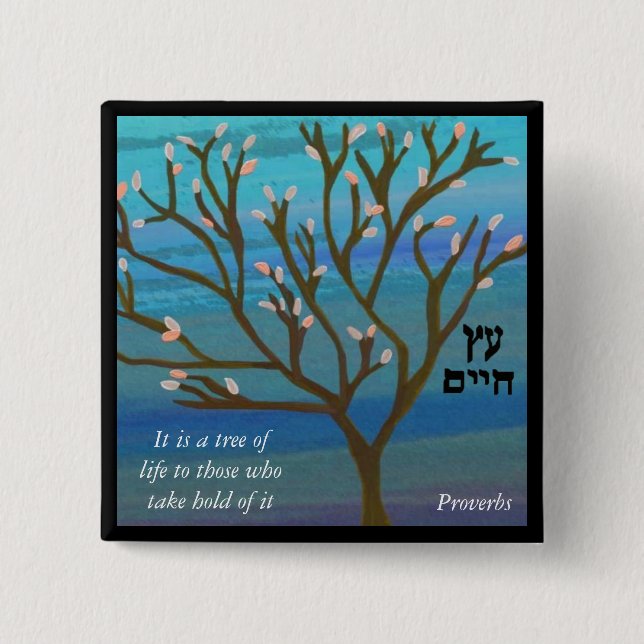 Badge Carré 5 Cm Arbre de Pin de la vie (Devant)