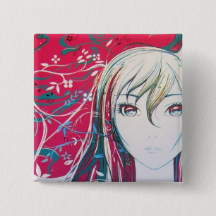 Badge Carré 5 Cm Arbre de Sakura de danse