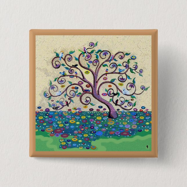 Badge Carré 5 Cm Arbre de vie (Devant)