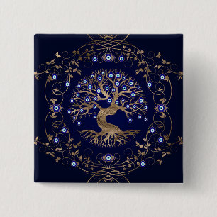 Badge Carré 5 Cm Arbre de vie OEil mal ornament