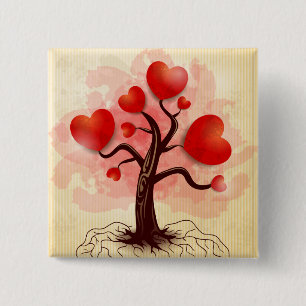 Badge Carré 5 Cm Arbre des coeurs
