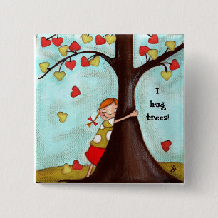 Badge Carré 5 Cm Arbre Hugger - bouton