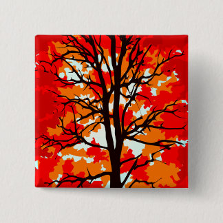 Badge Carré 5 Cm Arbre rouge