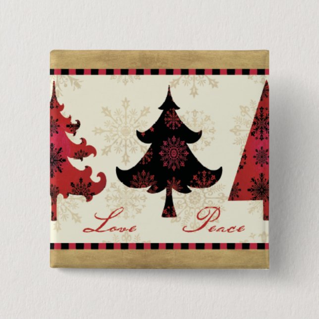 Badge Carré 5 Cm Arbres de Noël de vacances (Devant)