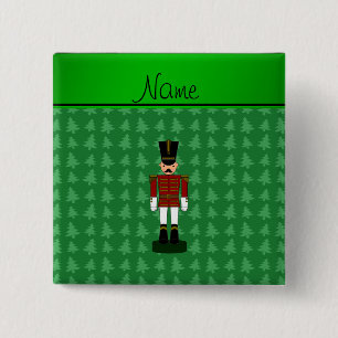 Badge Carré 5 Cm Arbres de Noël nommés personnalisés de vert de