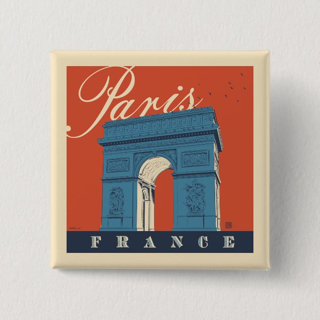 Badge Carré 5 Cm Arc de Triomphe | Paris, France (Devant)