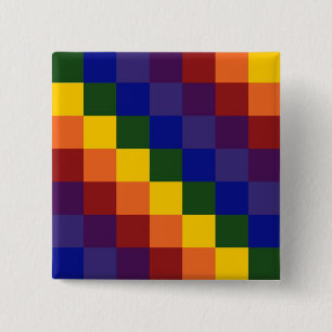Badge Carré 5 Cm Arc-en-ciel Checkered
