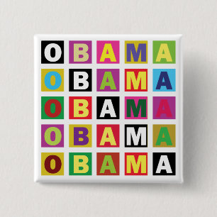 Badge Carré 5 Cm Arc-en-ciel d'Obama