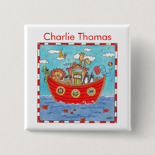 Badge Carré 5 Cm Arche de Noé personnalisée