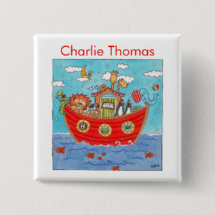 Badge Carré 5 Cm Arche de Noé personnalisée
