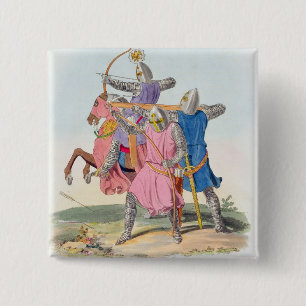 Badge Carré 5 Cm Archers et un arbalétrier, 1312, 'd'AR antique