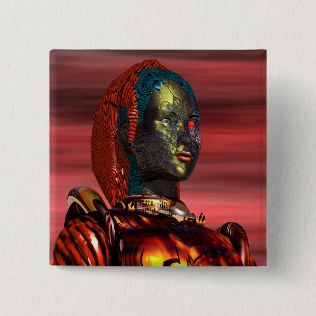 BADGE CARRÉ 5 CM ARES - CYBORG (Devant)