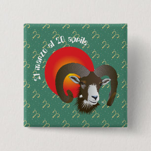 Badge Carré 5 Cm Ariete 21 marzo al 20 aprile Buttons