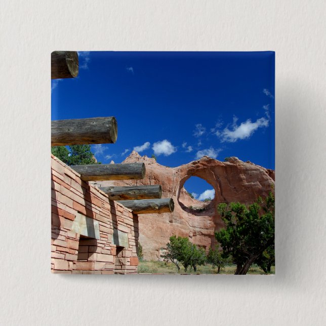 Badge Carré 5 Cm Arizona, Window Rock. Capitale des Navajo (Devant)