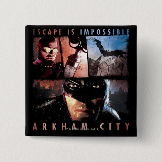 Badge Carré 5 Cm Arkham City Escape est impossible (Devant)