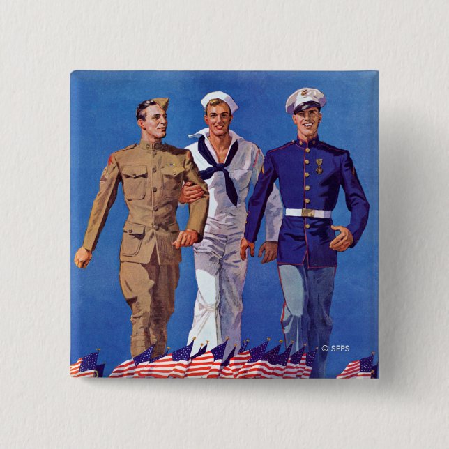 Badge Carré 5 Cm Armée, marine et marines (Devant)
