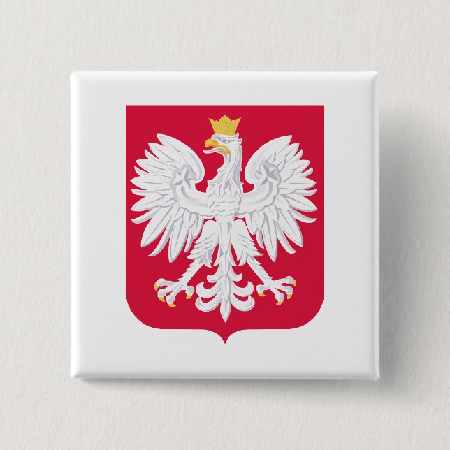 Badge Carré 5 Cm Armoiries de Pologne (Devant)