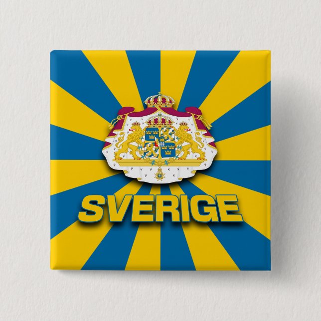 Badge Carré 5 Cm Armoiries de Sverige (Devant)