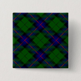 Badge Carré 5 Cm Armstrong clan tartan bleu vert plaid