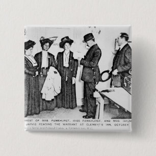 Badge Carré 5 Cm Arrestation de Mme Pankhurst