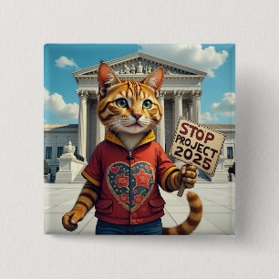 Badge Carré 5 Cm Arrêter le projet 2025 Conception de chat