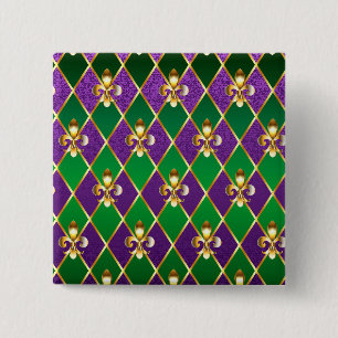 Badge Carré 5 Cm Arrière - plan de bijoux Mardi Gras