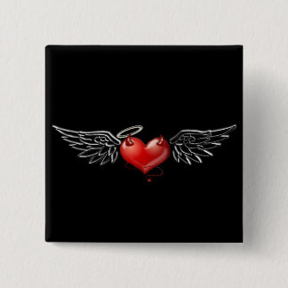 Badge Carré 5 Cm Arrière - plan de diable d'ange