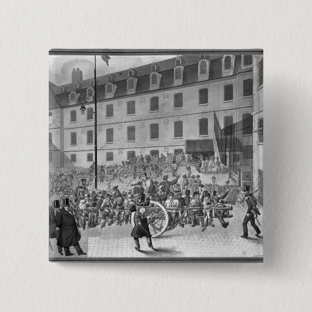 Badge Carré 5 Cm Arrivée des convicts chez Bicetre (Devant)