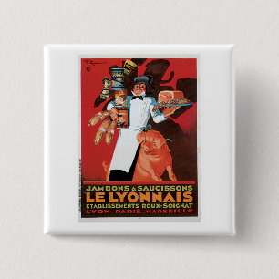 Badge Carré 5 Cm Art d'annonce de nourriture de Pork Ham Le