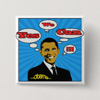 Badge Carré 5 Cm Art de bruit oui nous pouvons bouton d'Obama