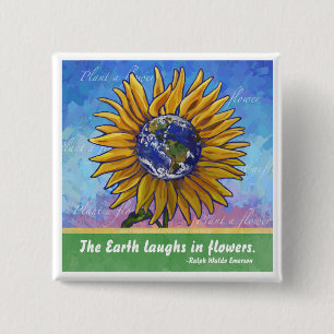 Badge Carré 5 Cm Art de la Terre de tournesol