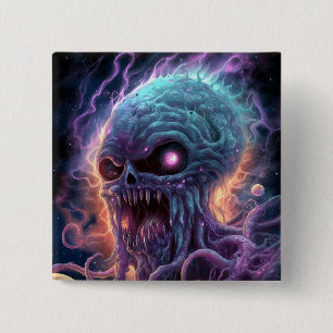 Badge Carré 5 Cm Art de l'espace monstre