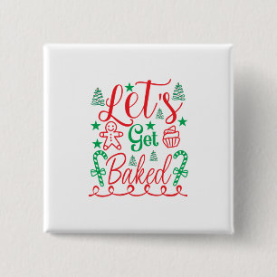 Badge Carré 5 Cm Art de Noël laissez-vous cuire