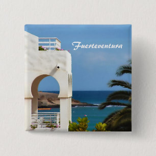 Badge Carré 5 Cm Art de voyage côtier de Fuerteventura