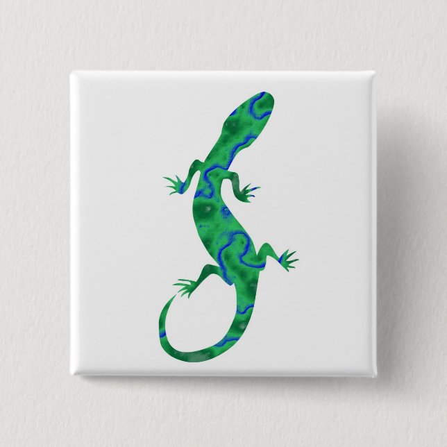 Badge Carré 5 Cm Art déco Grüner Gecko (Devant)