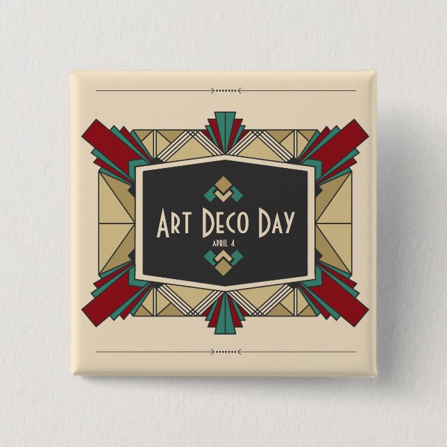 Badge Carré 5 Cm Art Déco Jour Design (Devant)