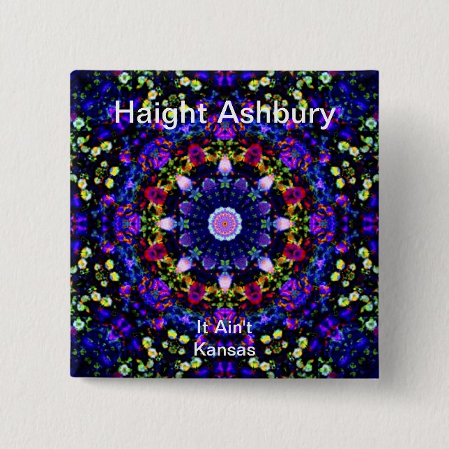 Badge Carré 5 Cm Art hippie psychédélique de mode de Haight Ashbury (Devant)