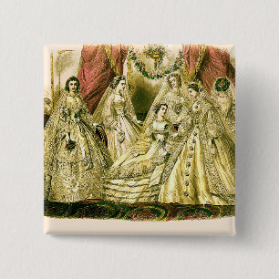 Badge Carré 5 Cm Art Mariage victorien Imprimer Robe de mode