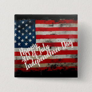 Badge Carré 5 Cm Art patriotique du 4 juillet jour de l'indépendanc