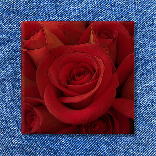 Badge Carré 5 Cm Art photo de rose rouge